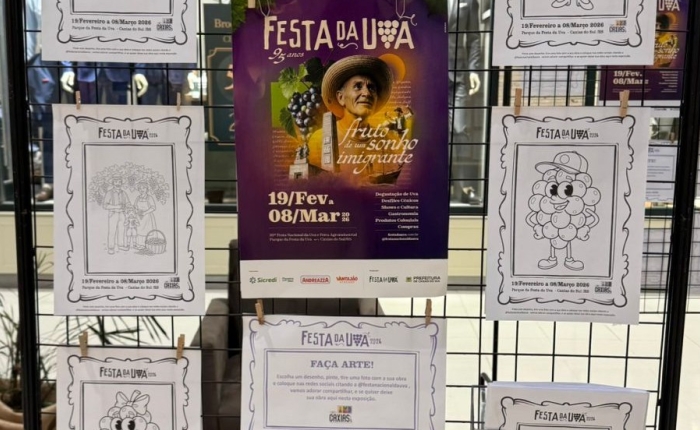 Desenhos da Festa da Uva encantam crianças no Shopping Villagio